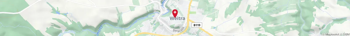 Kartendarstellung des Standorts für Apotheke Zum schwarzen Adler in 3970 Weitra